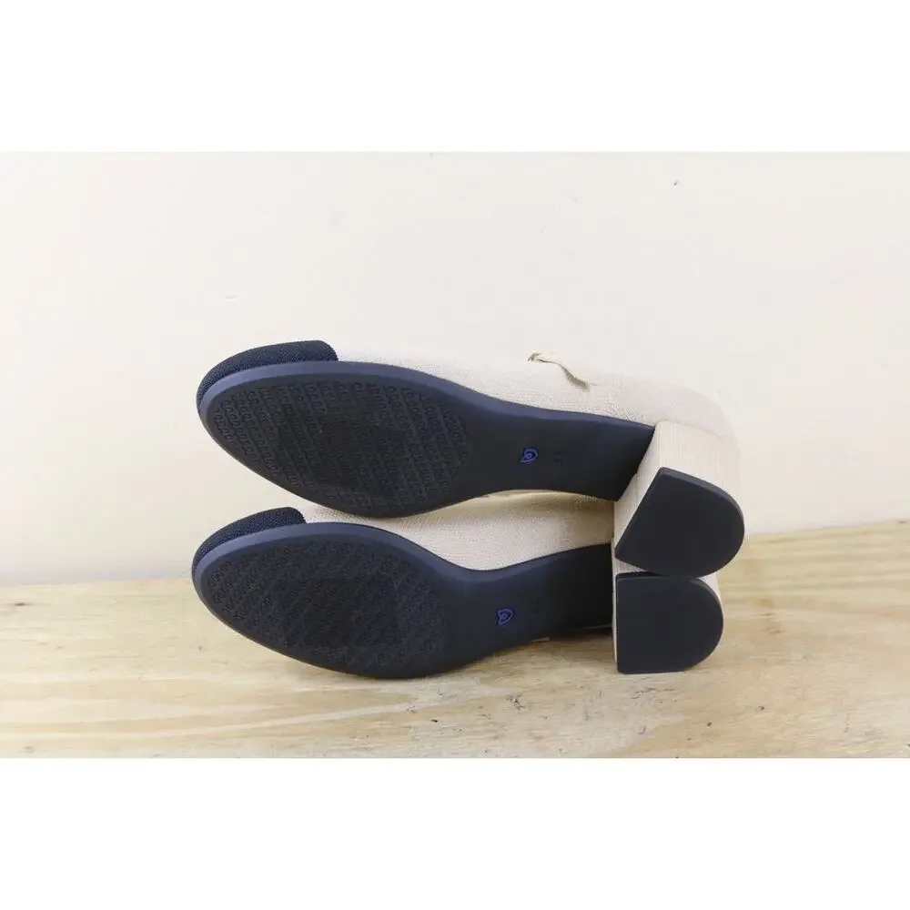 New Rothys 8.5 The Mary Jane Heel Cream Captoe Slip On Shoes Pumps